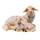 White sheep and lamb lying, 9 cm nativity Rainell, in painted Val Gardena wood s1