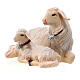 White sheep and lamb lying, 9 cm nativity Rainell, in painted Val Gardena wood s2