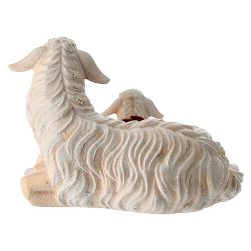 Mouton et agneau couchés bois peint crèche Rainell Val Gardena 11 cm 4