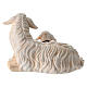 Mouton et agneau couchés bois peint crèche Rainell Val Gardena 11 cm s4