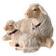 Sheep and lamb lying, 11 cm nativity Rainell, in painted Val Gardena wood s2