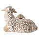 Sheep and lamb lying, 11 cm nativity Rainell, in painted Val Gardena wood s4