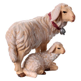 Gruppo pecore legno dipinto Val Gardena presepe Rainell 11 cm