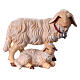 Gruppo pecore legno dipinto Val Gardena presepe Rainell 11 cm s1