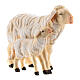 Schaf mit Lamm stehend Grödnertal Holz für Krippe Rainell 9cm s2