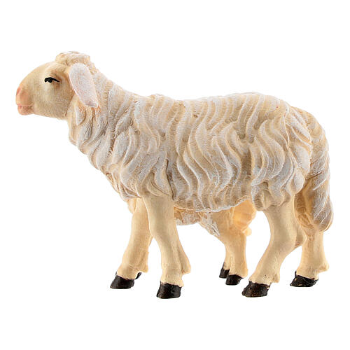 Mouton et agneau debout bois peint crèche Rainell Val Gardena 9 cm 3