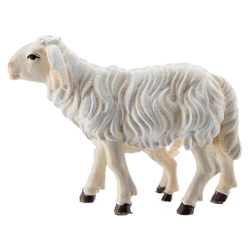 Schaf mit Lamm stehend Grödnertal Holz für Krippe Rainell 11cm 4