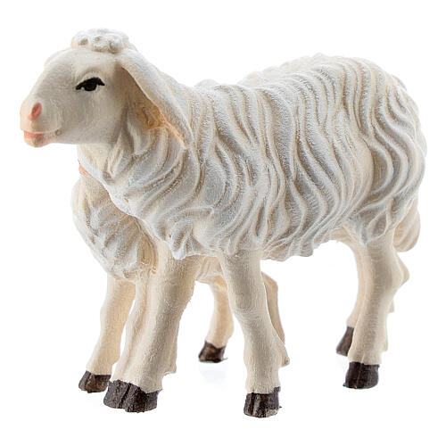 Standing sheep and lamb in painted wood from Val Gardena for Rainell Nativity Scene 11 cm 2