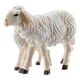 Pecora e agnello in piedi legno dipinto Val Gardena presepe Rainell 11 cm