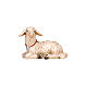 Agnello sdraiato legno dipinto presepe Rainell 9 cm Valgardena s1