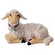 Agnello sdraiato legno dipinto Val Gardena presepe Rainell 11 cm s1