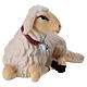 Agnello sdraiato legno dipinto Val Gardena presepe Rainell 11 cm s3