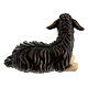 Agnello nero sdraiato legno dipinto Val Gardena presepe Rainell 11 cm s3