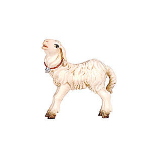 Standing lamb in painted wood from Val Gardena for Rainell Nativity Scene 9 cm 1