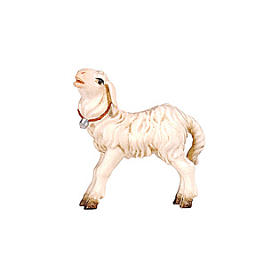 Standing white lamb, 9 cm nativity Rainell, in painted Valgardena wood