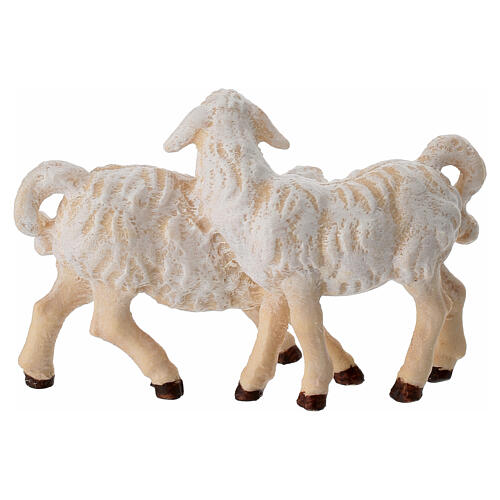 Groupe agneaux bois peint crèche Rainell Val Gardena 11 cm 4