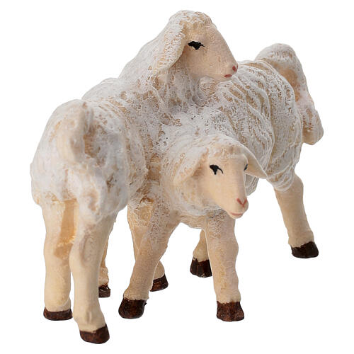 Two lambs, 11 cm nativity Rainell, in painted Valgardena wood 3