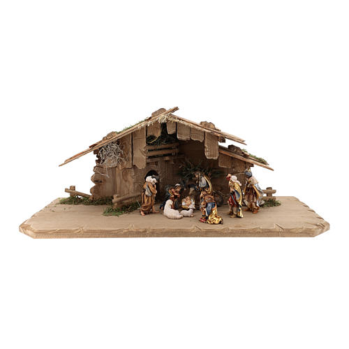 Presépio Completo modelo Rainell Cabana Noite Santa com 12 Figuras Madeira Pintada 9 cm 1