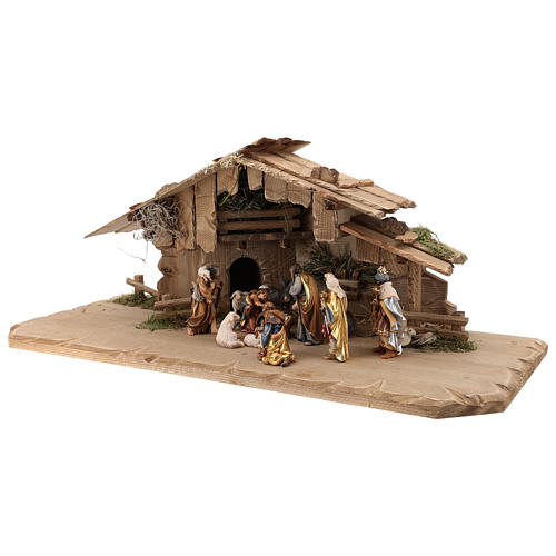 Presépio Completo modelo Rainell Cabana Noite Santa com 12 Figuras Madeira Pintada 9 cm 3