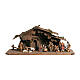 Presépio Completo com Cabana Noite Santa Modelo "Rainell" Madeira Pintada, 12 figuras de altura média 11 cm s1