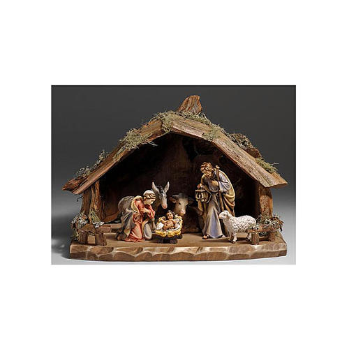 Holy Night lantern 6 pieces in painted wood from Val Gardena for Rainell Nativity Scene 9 cm 1