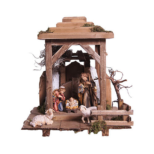 Linterna Noche Sagrada set 3 piezas madera pintada belén Rainell 11 cm 1