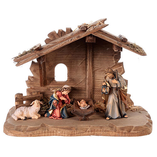 Tyrol Hut for Holy Family 3 pieces in painted wood from Val Gardena for Rainell Nativity Scene 9 cm 1
