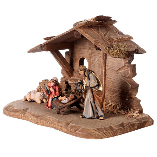 Tyrol Hut for Holy Family 3 pieces in painted wood from Val Gardena for Rainell Nativity Scene 9 cm 3