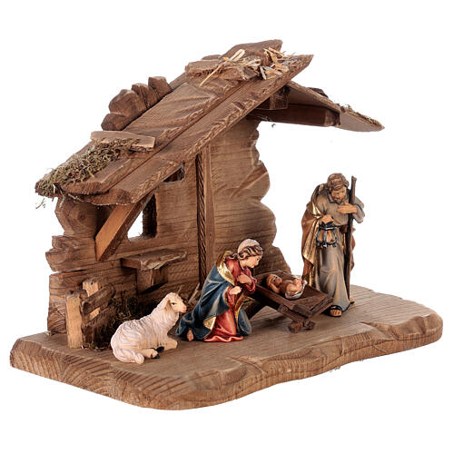 Tyrolean stable with Holy Family 3 pcs, 9 cm Rainell nativity Valgardena 5