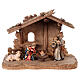 Tyrolean stable with Holy Family 3 pcs, 9 cm Rainell nativity Valgardena s1
