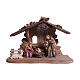 Tyrol Hut for Holy Family 3 pieces in painted wood from Val Gardena for Rainell Nativity Scene 11 cm s1