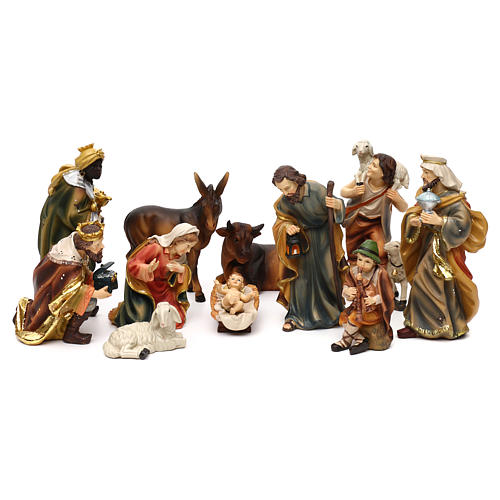 Nativity scene set in painted resin, Mathias model 19 cm 1