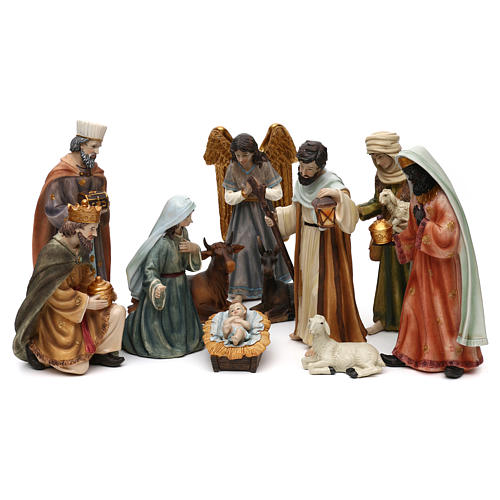 Nativity scene set in painted resin, Orient style 25 cm 1