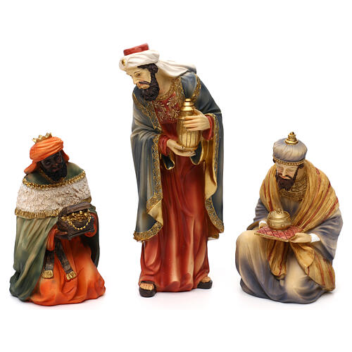 Complete nativity set Orientale style in colored resin, 24 cm 2