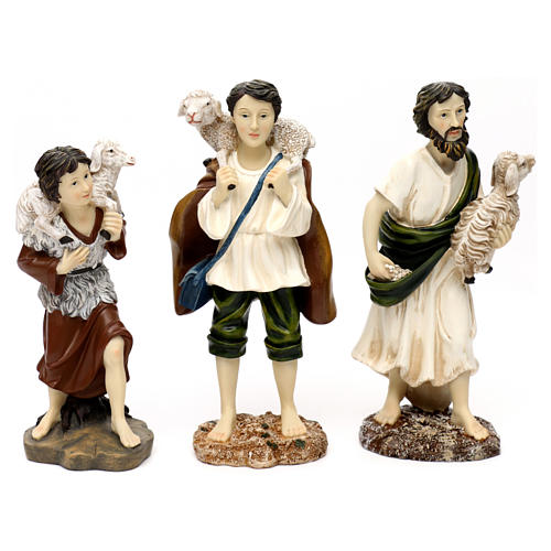 Nativity scene set in painted resin with shepherds 30 cm 4