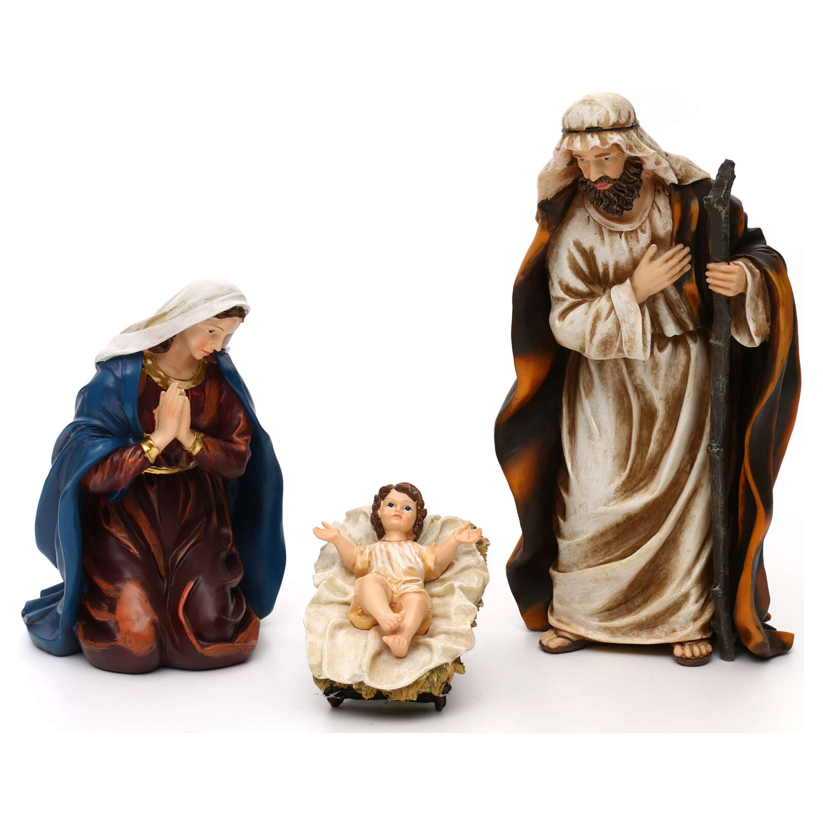 Nativity scene set with shepherds colored resin 30 cm online sales on