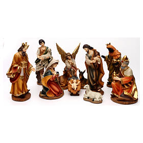 Crèche complète de Nativité avec berceau en résine colorée 30 cm