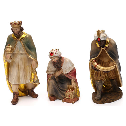 Nativity scene set in painted resin with musician 20 cm 4