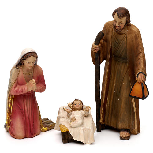 Belén completo Natividad con músico resina coloreada 20 cm 2