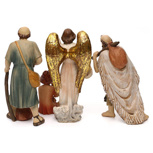 Nativity Scene set with musician, in colored resin 20 cm 8