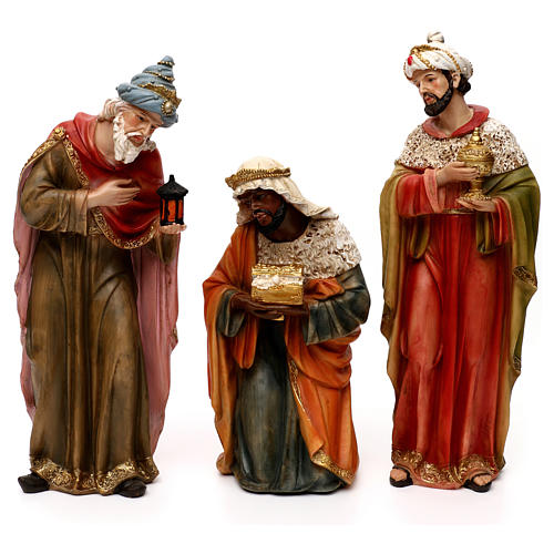 Nativity scene set in resin, bright colours 40 cm 3