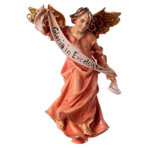 Figura anjo cor-de-rosa Val Gardena presépio Original peças altura média 12 cm 1