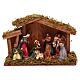 Hut with Nativity scene with 9 characters 12 cm s1