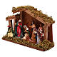 Hut with Nativity scene with 9 characters 12 cm s2