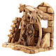Bethlehem house in olive wood with complete stylized Nativity scene of 15x15x10 cm s2
