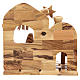 Bethlehem house in olive wood with complete stylized Nativity scene of 15x15x10 cm s4