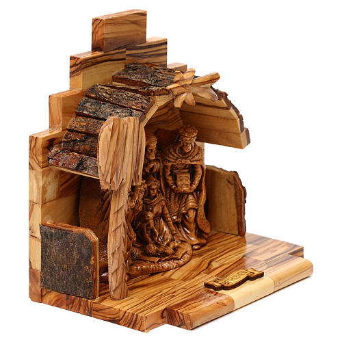 Nativity scene with cave in Bethlehem olive wood 15x15x10 cm 4