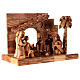 Nativity scene in olive wood from Bethlehem with stable and palm tree 15 cm s3