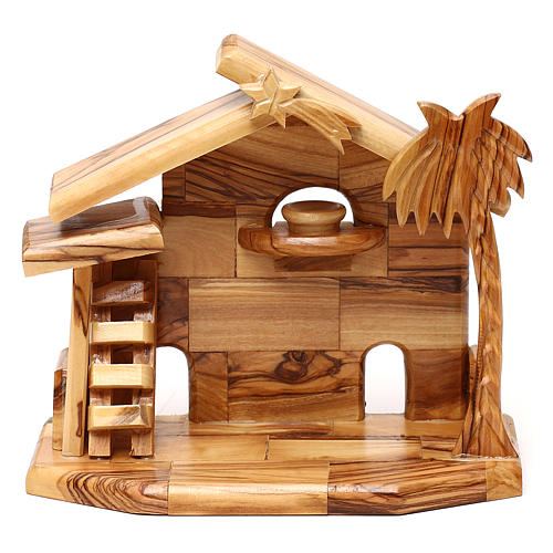 Olive wood Nativity Scene and stable from Bethlehem 20x20x10 cm 4