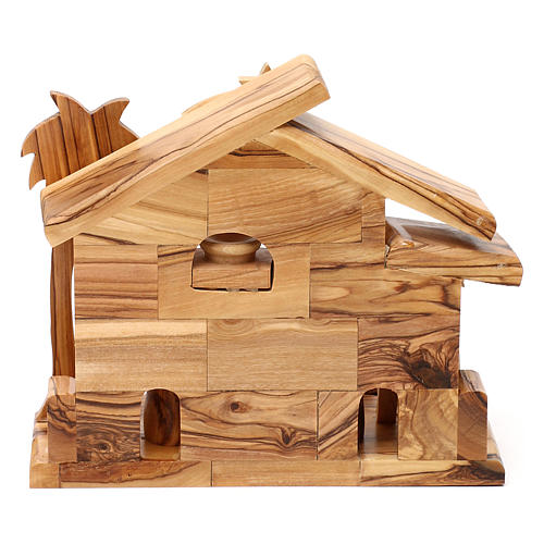 Olive wood Nativity Scene and stable from Bethlehem 20x20x10 cm 5
